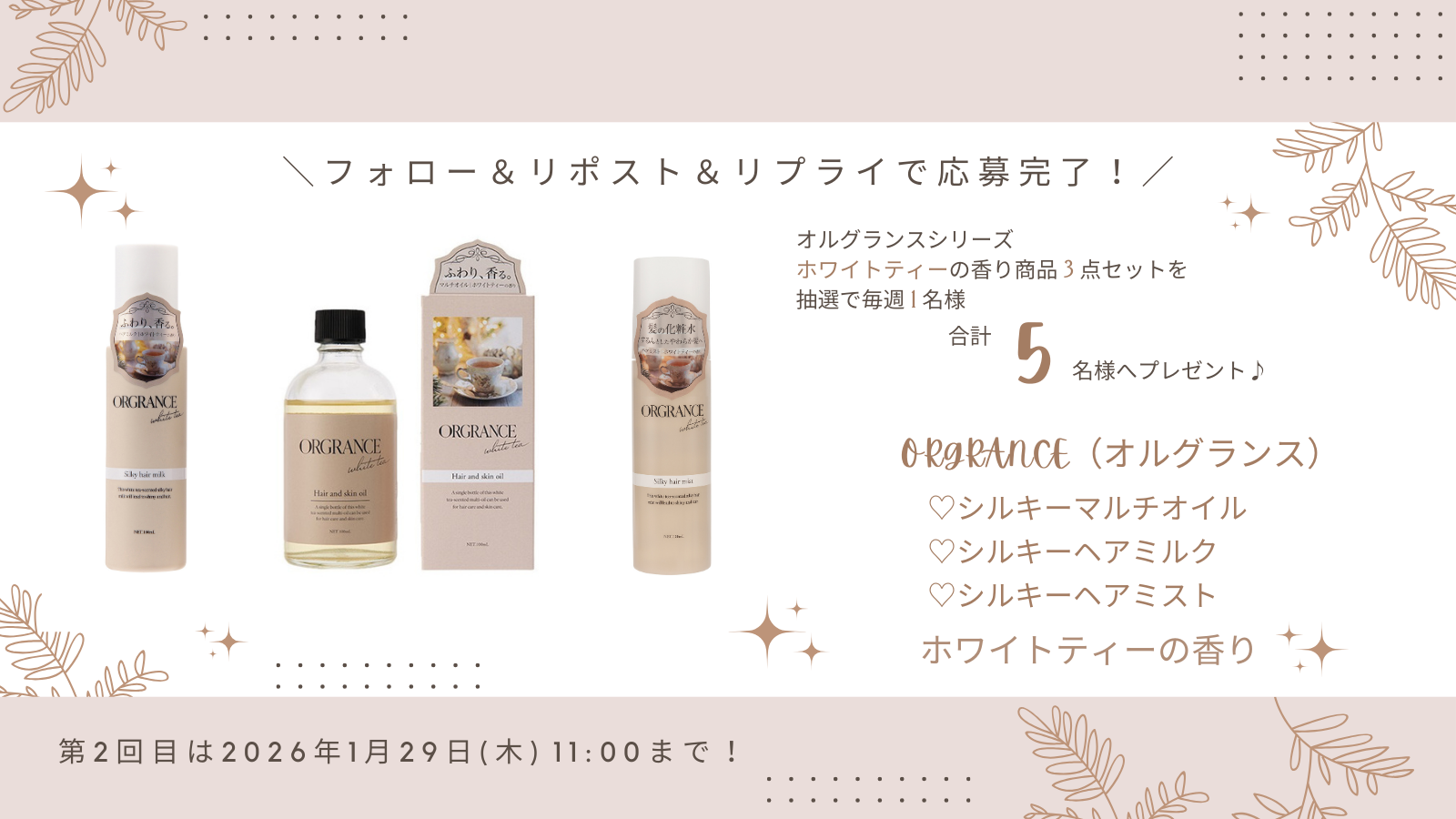 X（Twitter）プレゼントキャンペーン応募について（1/23 11:00 ～ 1/29 11:00）